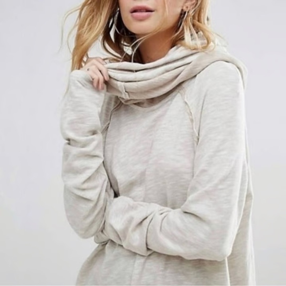 Free People Beach Cotton Cocoon Cowl Neck Pullover